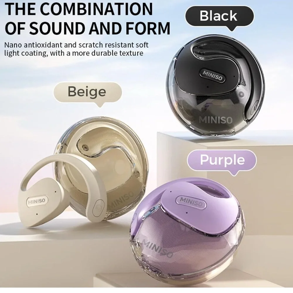 Purple Translation Earbuds Wireless Bluetooth 5.4 OWS AI Headphones - Picture 4 of 5